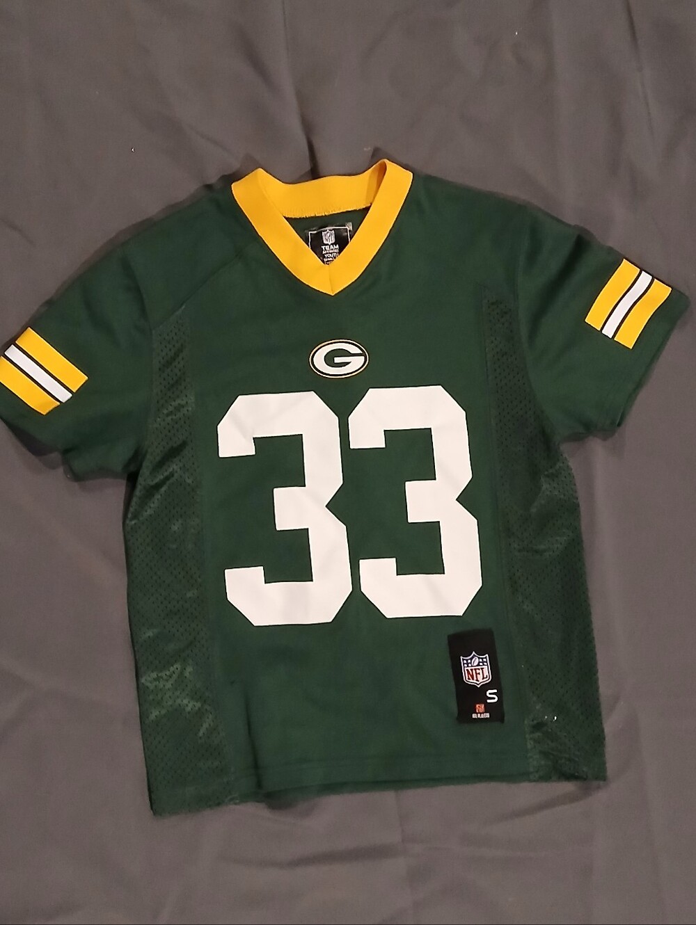 Reebok Kids Green and Yellow Football Jersey with White #33